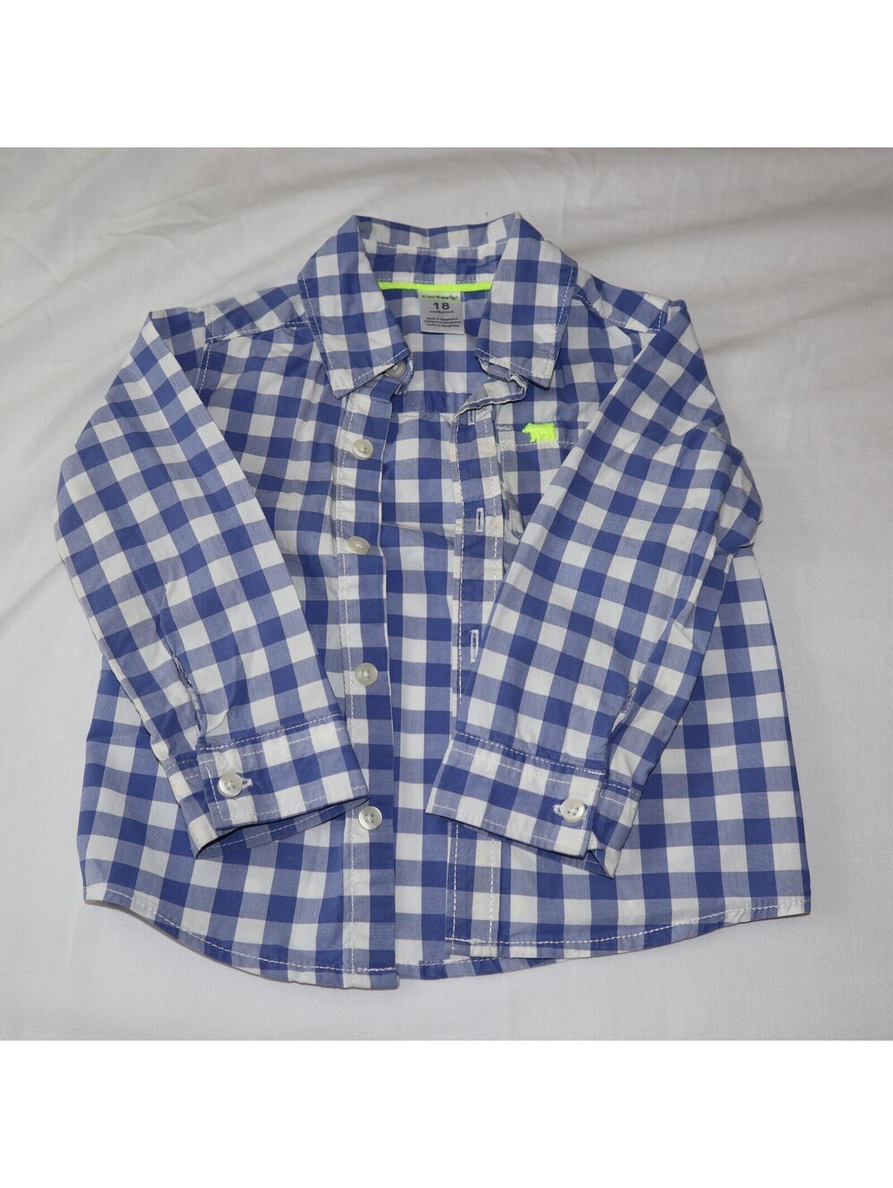 Carters Boys Shirt Blue White Check 18 Months